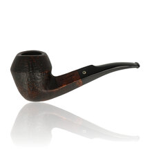 Talamona Sabbiato M bent calabash briar pipe with dark sandblasted finish and black acrylic stem