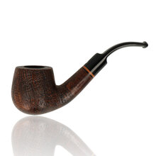 Talamona Sabbiato M Unfiltered Bent Billiard 02 briar pipe sandblasted finish side view