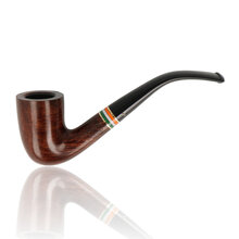 Peterson 2026 St Patrick’s Day Smooth 128 bent Dublin briar pipe with black vulcanite stem and Irish tricolour band