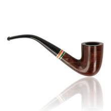 Reverse view of Peterson 2026 St Patrick’s Day Smooth 128 pipe showing smooth bent Dublin bowl and tricolour accent band