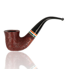 Peterson 2026 St Patrick’s Day Sandblast 05 bent Dublin briar pipe with tricolour accent band