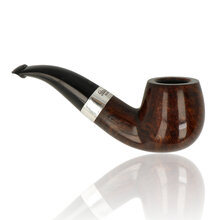 Reverse view of Peterson 160th Anniversary bent pipe showing polished briar bowl and stem