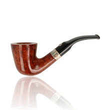 Barling The Very Finest Benjamin 9mm bent Dublin briar pipe with smooth finish and silver band