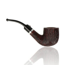 Angled view of Barling 1823 bent billiard pipe showing curved stem and textured bowl