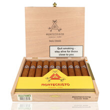 An open box of 10 Montecristo Double Edmundo Cigars