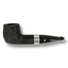 Sandblasted Peterson 1525 straight billiard briar pipe with silver band and black vulcanite stem