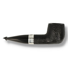 Opposite side of Peterson 1525 straight billiard pipe in sandblasted finish with silver mount