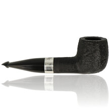 Peterson 1540 sandblasted straight billiard briar pipe with silver band and black fishtail stem