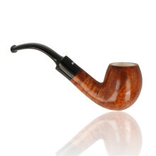 A meerschaum lined Dr Plumbs bent billiard in brown stain with black saddle stem