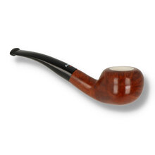 Side view of Dr Plumb 4598-03 showing low-profile tomato bowl and curved vulcanite stem