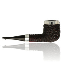 Profile view of Peterson long pipe with textured briar and silver band