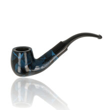 A bent billiard pearwood pipe with blue camo design