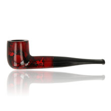 a straight billiard with compact profile in a red camo design