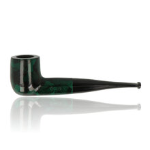 A straight billiard in a dark green and black patch finish