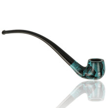 Turquoise marbled compact billiard pipe with curved black stem