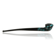 a curved calabash reading pipe in a turquoise marbled finish