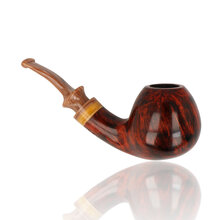 Handmade Danish freehand pipe featuring a polished ruby-brown finish and decorative mount.