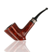 Erik Nording Freehand Special CUT No.3 briar pipe with decorative metal mount and black acrylic stem.
