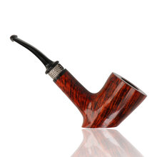 Handmade Danish freehand pipe displaying vivid flame grain and polished smooth finish.