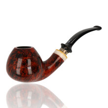 Erik Nørding Freehand Special CUT No.4 bent apple briar pipe with red contrast finish, metal accent band and black acrylic stem