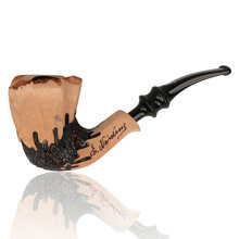 Erik Nørding Signature Rustic Freehand 166 briar pipe with natural wood finish, black rusticated base and black acrylic stem