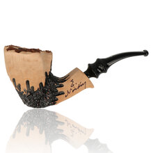 Erik Nørding Signature Rustic Freehand 167 briar pipe with natural wood finish, black rusticated base and black acrylic stem
