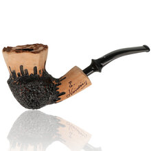Erik Nørding Signature Rustic 168 freehand briar pipe with natural wood bowl and black rusticated finish