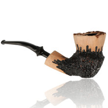 Handmade Danish Erik Nørding Signature Rustic pipe with organic rim and black acrylic stem