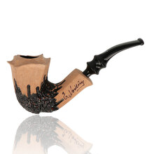 Erik Nørding Signature Rustic 169 freehand briar pipe with natural bowl and black rusticated finish