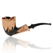 Erik Nørding Signature Rustic 171 freehand briar pipe with tall natural bowl and black rusticated finish