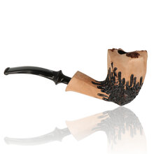 Handmade Danish Erik Nørding pipe featuring a plateau rim, natural briar and textured rustic detailing