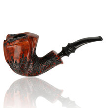 Erik Nørding Freehand Rustic 172 briar pipe with faceted bowl and black rusticated finish