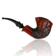 Handmade Danish freehand pipe by Erik Nørding with plateau rim and polished grain
