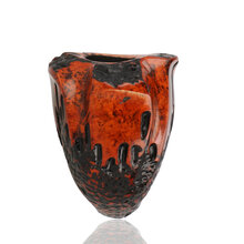 Close-up of Erik Nørding Freehand Rustic 173 showing angular bowl, rustic detailing and black acrylic stem
