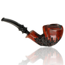 Handmade Danish freehand pipe by Erik Nørding featuring plateau rim and polished red-brown grain