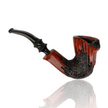 Handmade Danish freehand pipe by Erik Nørding featuring plateau rim and red-brown grain