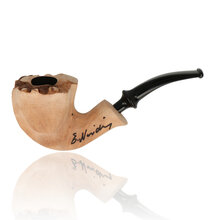 Erik Nørding Signature Smooth Natural 178 freehand briar pipe with plateau rim and black acrylic stem
