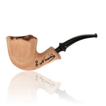 Erik Nording Signature Smooth Natural Briar Pipe 184 with plateau rim and black acrylic freehand stem