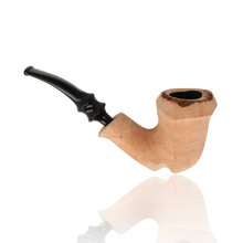 Handmade Erik Nording freehand pipe featuring a faceted natural briar bowl and rustic plateau top