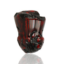 Erik Nording Fantasy briar pipe with sculpted black carvings, red contrast finish and curved acrylic mouthpiece