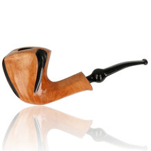 Erik Nørding Briar Line Freehand Pipe 203 with polished natural briar finish and black accent panels