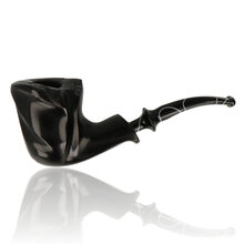 Erik Nørding Ebony Briar Line Freehand Pipe 703 with flowing carved black finish and acrylic stem