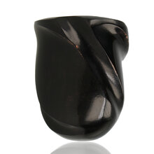 Erik Nørding Ebony Briar Line 703 featuring sweeping carved contours and black acrylic stem with white accents