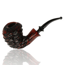 Erik Nørding Freehand Special Abstract Pipe 707 with carved red and black briar bowl and black acrylic stem.