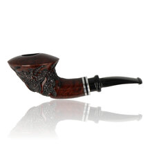 Nørding Royal Flush Queen Pipe 710 with crown-shaped bowl, dark rusticated carving and silver accent rings.