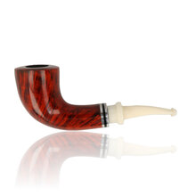 Nørding Royal Flush Queen Smooth Pipe 711 with polished ruby-red briar bowl and cream acrylic stem.