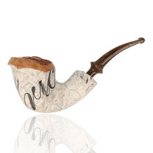 Erik Nørding Harmony Freehand Special Pipe 712 with ivory finish, script artwork and plateau rim.
