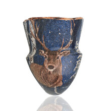 Erik Nording Harmony 716 artistic briar pipe showing a woodland stag beneath a night sky with amber stem.