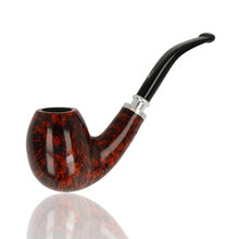 Erik Nording Valhalla 503 smooth Bent Billiard briar pipe with aluminium spigot mount and black acrylic stem.