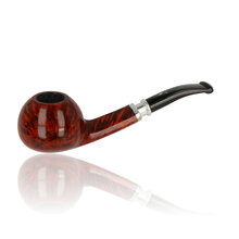 Erik Nording Valhalla 500 Series Smooth Spigot Bent Apple Pipe 505 with polished briar bowl and black acrylic stem.